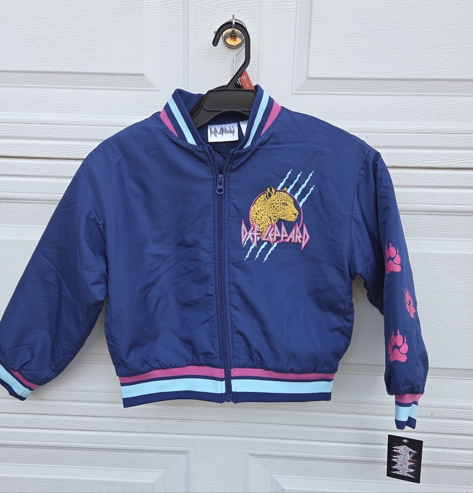 Blue Def Leppard Kids Jacket with Pink and White Accents